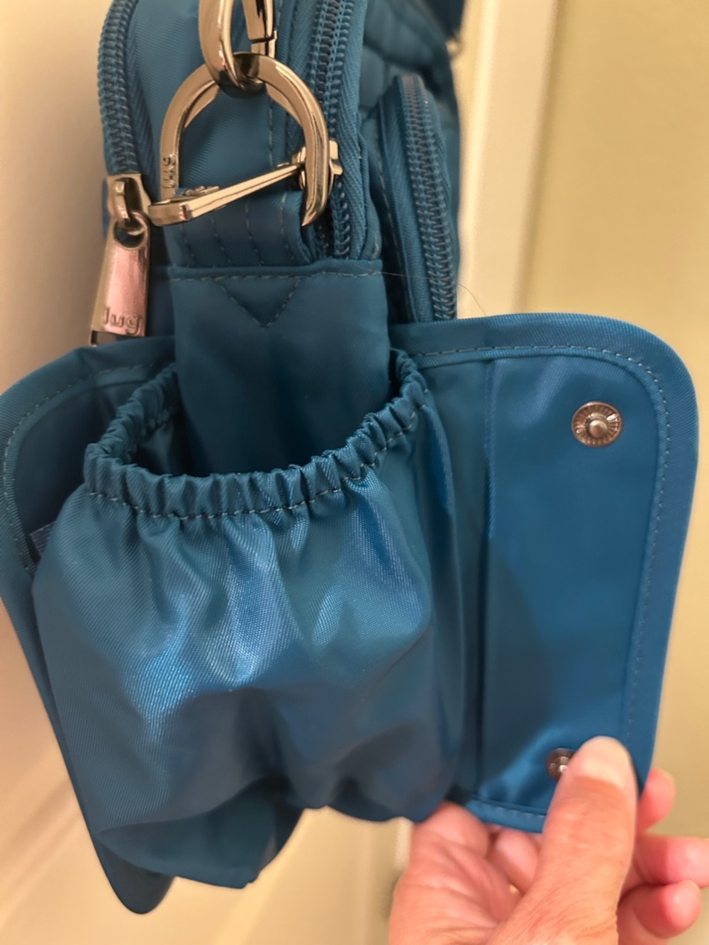 LUG Teal Quilted Navigator Crossbody Bag with Double Front Pockets - Picture 8 of 8